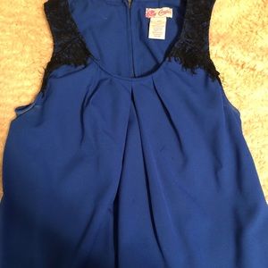 Black lace and Royal Blue business tank